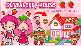 Aesthetic Big Family House  Build Strawberry House  Toca Boca House Ideas  Toca Life World