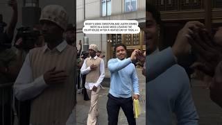 Diddy’s sons Christian and Justin Combs today leaving the courthouse after a heated day of trial 