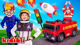 ‍ Firefighter, Police Officer, Doctor and Construction Worker ‍️ | Videos for Kids | Kidibli