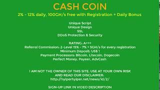 SCAM! NOT PAYING! - Cash Coin - 100GH/s free - Up to 12% daily profit