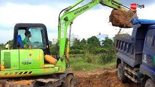 Excavator and Dump Truck working with the Dirt  Song for Kids Dance