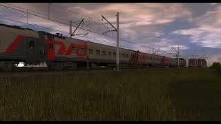 ЭП1П с пассажирским поездом ранним утром в Trainz Android