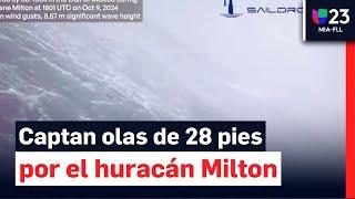 Dron capta olas de 28 pies de altura por el huracán Milton cerca de Florida