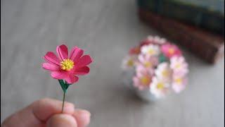 クラフトパンチで作る小さくて可愛いコスモスの花の作り方 - DIY How to Make Paper Cosmos Flowers: Small and Delicate