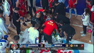 Calvin Abueva STRETCHERED OUT OF THE COURT | PBA Season 49 Commissioner’s Cup