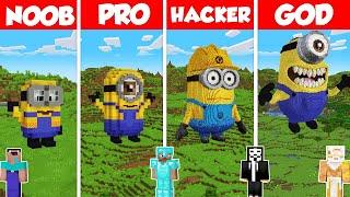 Minion Statue Build Battle Challenge - Noob vs Pro vs Hacker vs God - Minecraft Animation