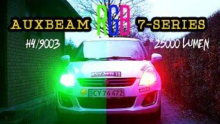 Auxbeam RGB 7-Series (H4/9003)  - LED-upgrade kit with RGB and cool light effects (Nice retofit!!!)