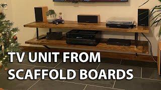 A TV unit from used scaffolding planks