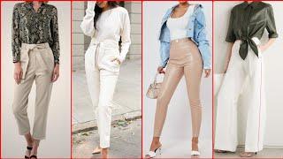 Trendy and stylish white & off White leather pants outfits