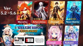 NEW UPDATE! NEW BANNERS FOR 5.2 TO 5.6! | 5 WELKIN MOON GIVEAWAY  ANNOUNCEMENT | Genshin Impact