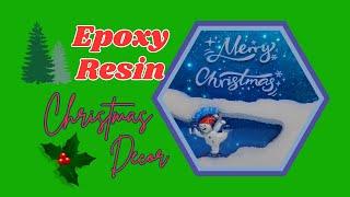 Resin Art  DIY Christmas Lit-UP Decor  #christmasdecor #litup #holidaydecor #silkscreen #resin