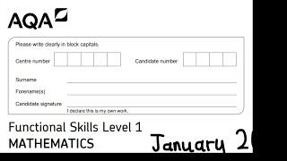 Functional Skills Maths L1 Jan2020 AQA