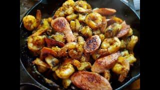 Shrimp, Sausage, and Potato Skillet Recipe