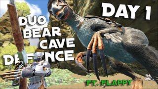 Day 1 Duo Defending Bear Cave Ft. Flappy04  | ARK  Ep 1