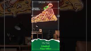 Drunk Skull UV Neon Signs UV Printed Neon Decor