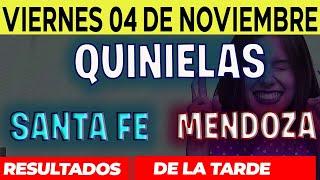 Resultados Quinielas Vespertinas de Santa Fe y Mendoza, Viernes 4 de Noviembre