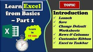 Learn Excel from Basics through Tamil - Launch Excel from Taskbar, Change Default WorkSheet - Part 1