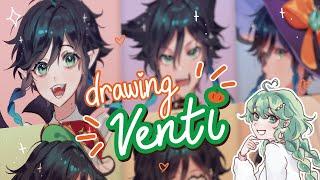 Drawing VENTI in 6 different Halloween costumes ehe  | Art Challenge