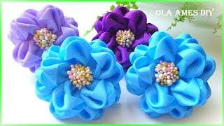 Канзаши/Цветы из репсовой ленты/DIY Grosgrain Ribbon Flowers/Flor de Fita de Gorgurão/Ola ameS DIY