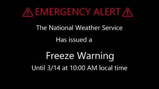 Freeze Warning (Update) 3/13/2023