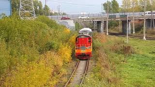 "Бадаевский бронепоезд": ЧМЭ3-5912 (РЖД/Окт, ТЧ-12), крытый вагон, ЧМЭ3Т-7292 (РЖД/Окт, ТЧ-12)