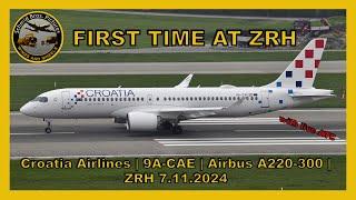 Croatia Airbus A220-300 ''9A-CAE'' first time at Zürich-Kloten (with live ATC)