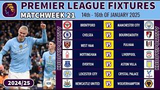 EPL FIXTURES TODAY - MATCHWEEK 21 - PREMIER LEAGUE FIXTURES 2024-25 - EPL FIXTURES 2024/25