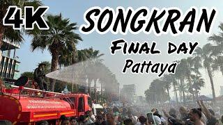 Amazing Final day of Songkran, Pattaya Beach Road Walking Tour, Thailand |  Water festival 2023 | 4K