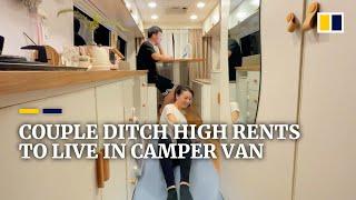 Chinese couple ditch high rents to live in camper van