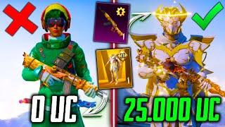 ЛУЧШАЯ ПРОКАЧКА АККАУНТА на 25000 UC В PUBG MOBILE! ВЫБИЛ ЗОЛОТЫЕ МИФИКИ и ПРОКАЧАЛ АКМ ПУБГ МОБАЙЛ!