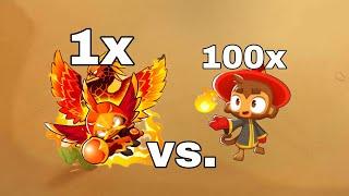 Btd6 100 walls of fire vs. 1 wizard lord phoenix