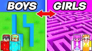 BOYS vs GIRLS MAZE Build Challenge in Minecraft!