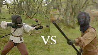 Combat Archery and Staff Sparring in the Forest, Scotland