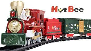 Hot Bee Steam Freight Christmas Battery Powered Remote Control Train Set Unboxing & Testing