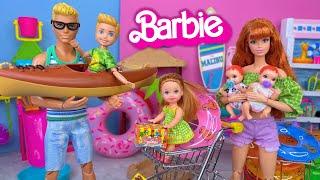 Barbie & Ken Doll Family Summer Fun Shopping Story