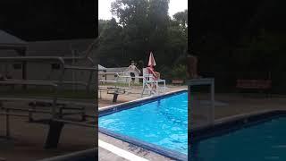 Vaylas first time jumping off diving board