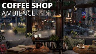 Cozy Coffee Shop Corner with Gentle Rain and Ambience Sounds / Immersive Ambience / for Studying