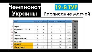 Футбол // УПЛ 2021-22 (Украинская Премьер-лига) // 19-й тур // Расписание матчей