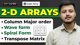 Lecture 32: 2D Arrays Interview Problems || Wave Form || Spiral Form || Transpose Matrix