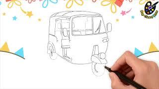 How to Draw 3D Auto Rickshaw Easy Step By Step Guide