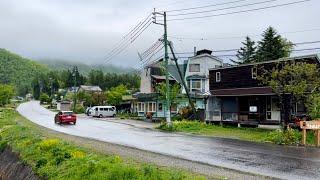 Japan Rainy Day in Nagano - Walking in the Rain ️ Beautiful Japanese Village - Heavy Rain 4K Hakuba