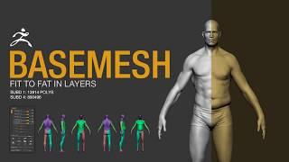 Zbrush - Male Base Mesh with fat in layers