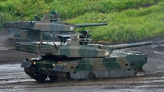 Japan's Mitsubishi Type 10 Main Battle Tank New 120mm gun slalom shooting live fire accuracy JGSDF