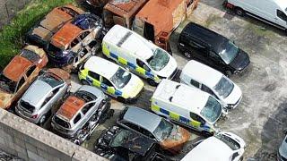 Lots Of Wrecked Police Cars 