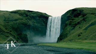 |4K| 10 Hours of Skógafoss Waterfall In The Rain | Skógar, Iceland |