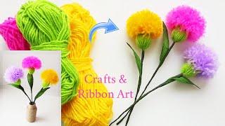 Easy Woolen Flower Making Idea - How to Make Beautiful Flower with Yarn - Amazing Woolen Crafts