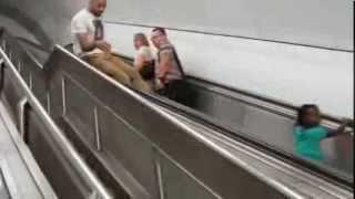 Idiot Attempts To Ride The Wrong Escalator Down