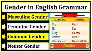 Gender in English Grammar | Masculine | Feminine | Common | Neuter | Vocabulary | Opposite words