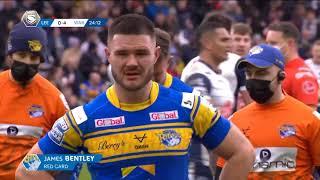 James Bentley sent off after flying in for a high tackle. [Leeds vs Warrington '22]