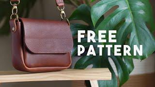 Making a SIMPLE Leather Crossbody Bag - FREE Pattern